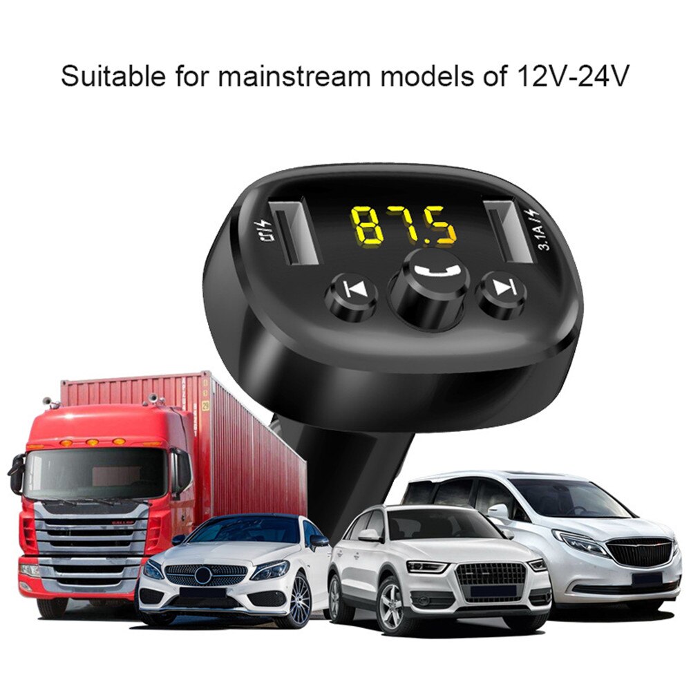 Transmisor Fm con Bluetooth para coche, Kit de manos libres, reproductor Mp3 inalámbrico para coche, Cargador Usb, 5V, 3.1A, 2 puertos, Aux, modulador Fm, Mf-A1