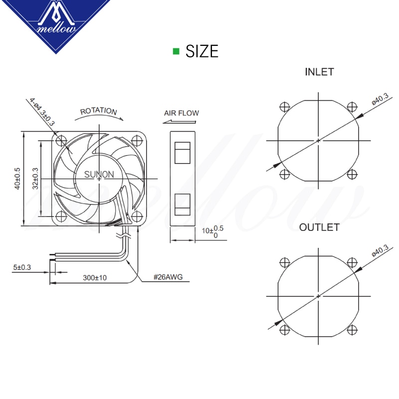 Mellow Sunon-impresora 3D de 12V/24V, rodamiento de suspensión magnética de refrigeración pequeña, extrusora de refrigeración de 4010 ventiladores, BLV, mgn Cube Ender 3