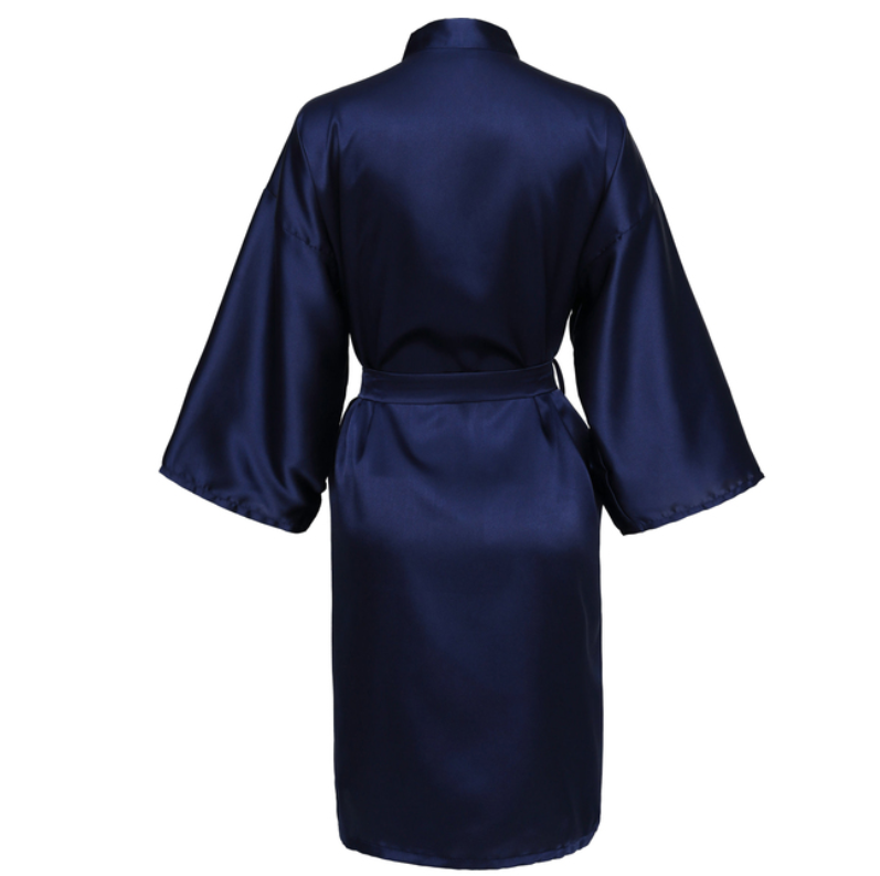 Bata de novia para equipo de de boda con letras negras, pijama de satén tipo kimono, albornoz de dama de honor SP2000: M / Azul cielo