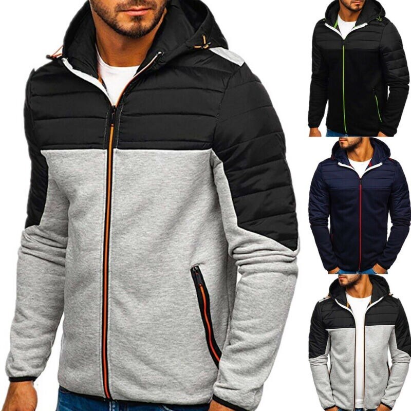 Coats for Men Down Jackets Hooded Fleece Jacket Zipper Casual Winter Coat Male Warm Work Wear Clothes