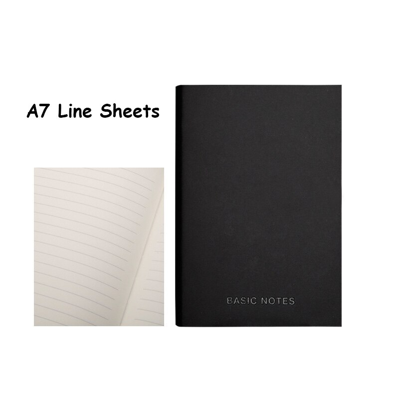 A5 A7 Black Notebook and Journal Blank Line Diary Planner Organizer DIY Agenda Note Book Back to School Business Travel Handbook: A7 Line
