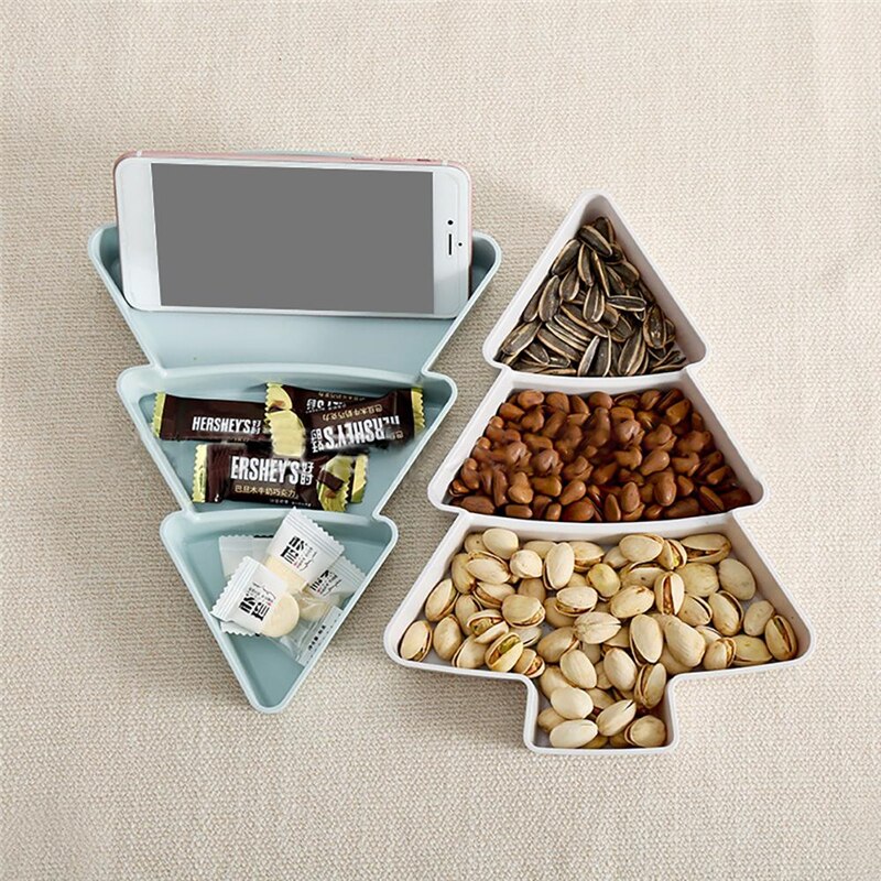 Juletræ tørret frugt tallerken frugt tallerken tørret frugt box doven snack box husholdning pnack tallerken plast