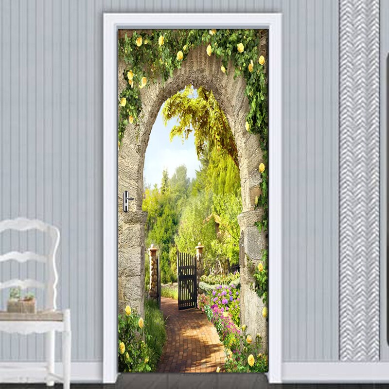 Diy Renovatie Waterdichte Zelfklevende Europese Stenen Pilaar Tuin Pvc Muurschildering Slaapkamer Deur Sticker Print Art Foto Home Decor