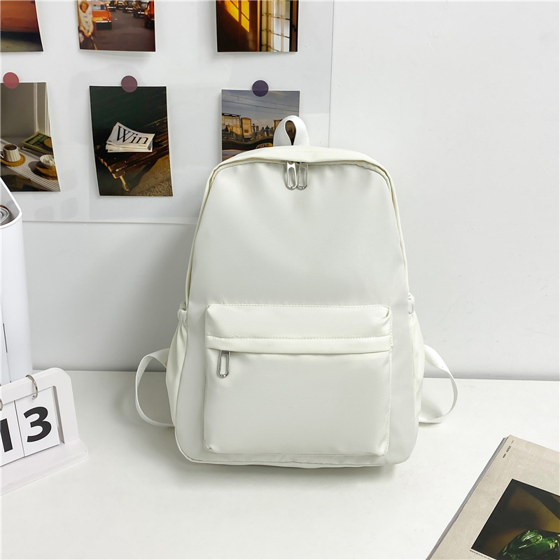 Frauen Schulranzen Wasserdicht Große Kapazität Schule Rucksack Reißverschluss Einfarbig lässig Mädchen Daypack Tasche Schüler Versorgung: Schwarz