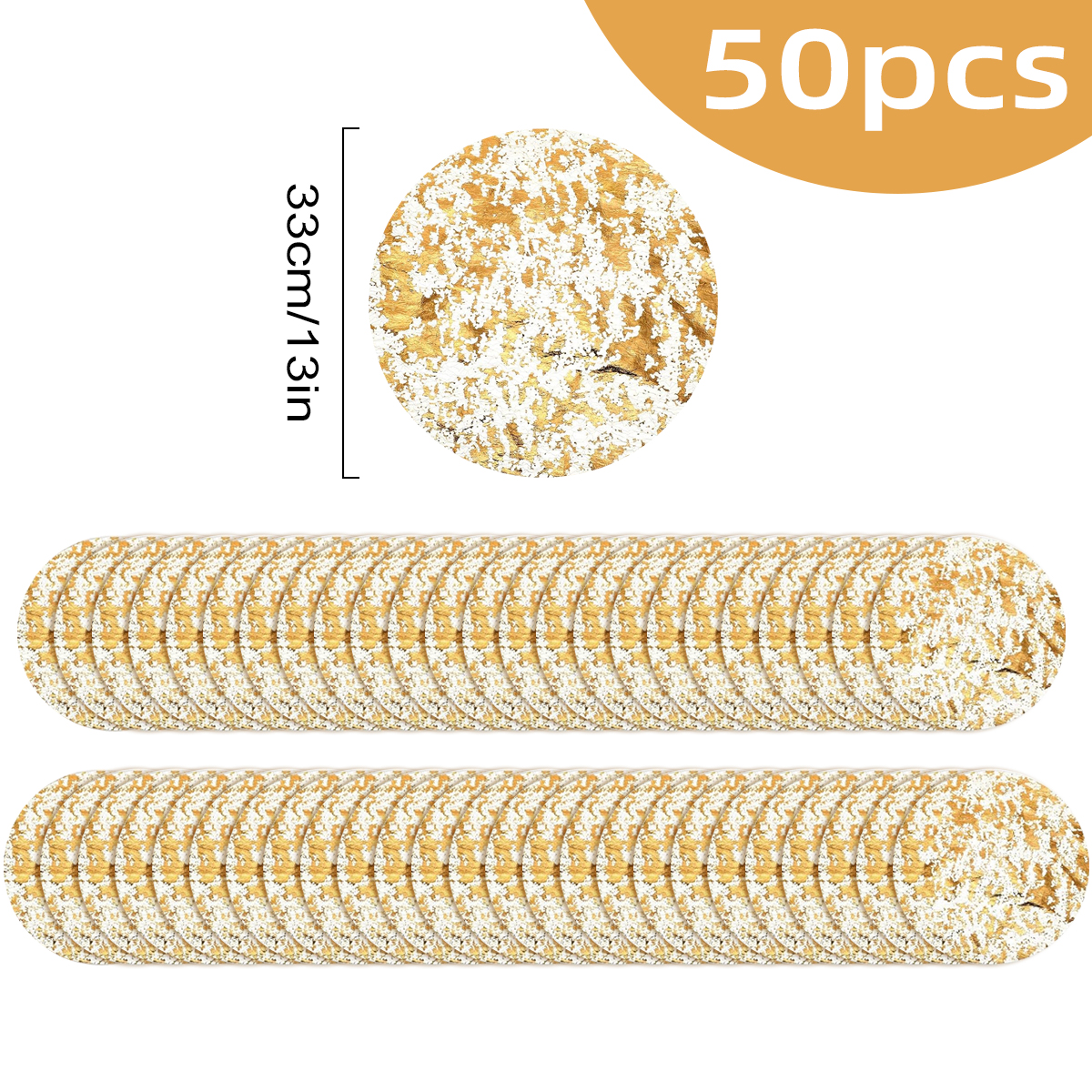 Juego de manteles individuales dorados desechables Leeseph, manteles de mesa redondos de lámina dorada de 13 pulgadas para mesa de comedor de decoración del hogar de de Navidad: YELLOW