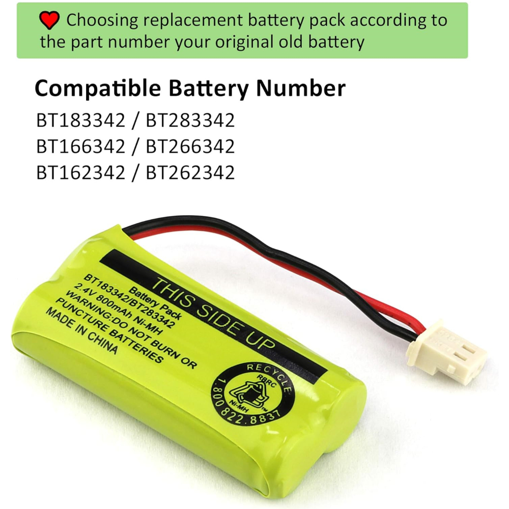 BT183342 BT283342 BT166342 BT266342 BT162342 BT262342 Battery Compatible with VTech CS6114 CS6419 CS6719 AT&T EL52300 CL80112 VT