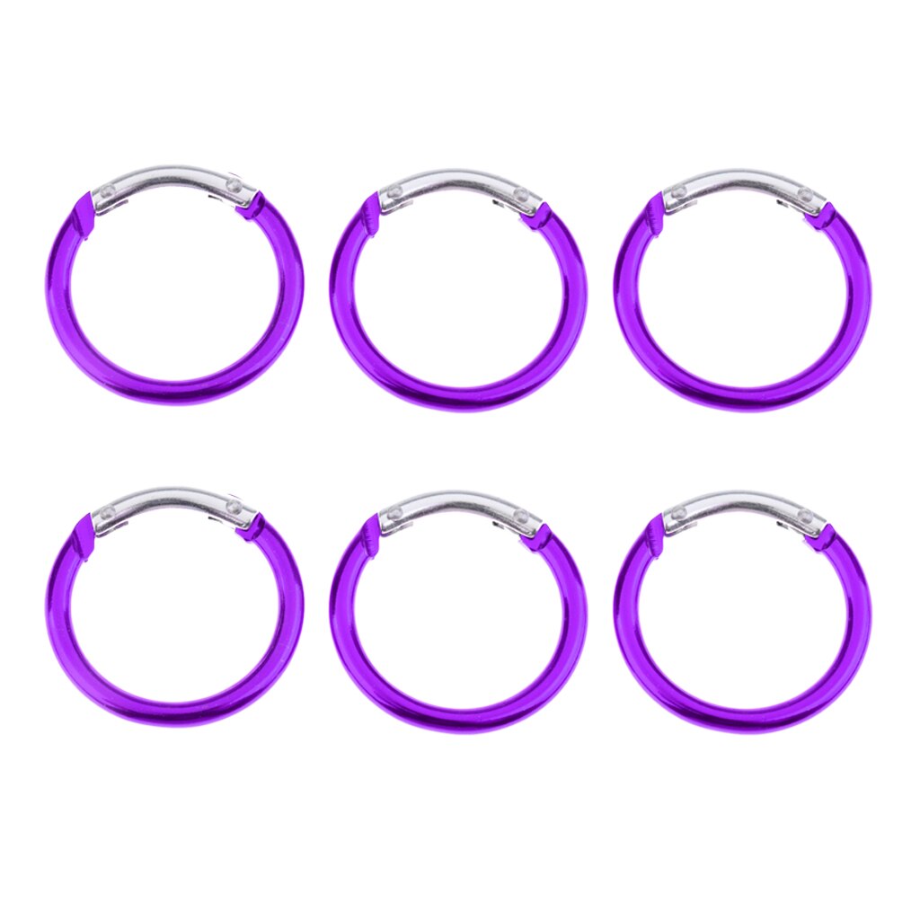 6 Stuks Ronde Carabiner Spring Snap Clip Sleutelhanger Haak Clip Rugzak Singels Gesp Outdoor Kleine Sport Gereedschap: Purple