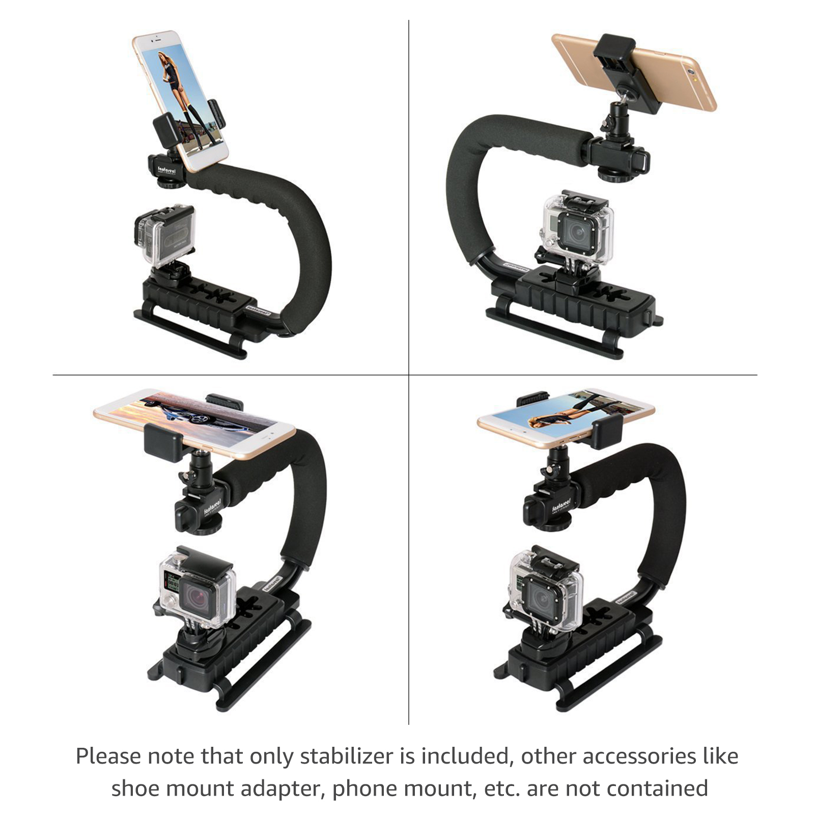 U-Grip Camcorder Camera Stabilizer Telefoon Handvat Dslr Studio Handheld Gimbal Smartphone C-Vorm Video Met Flash shoe Mount