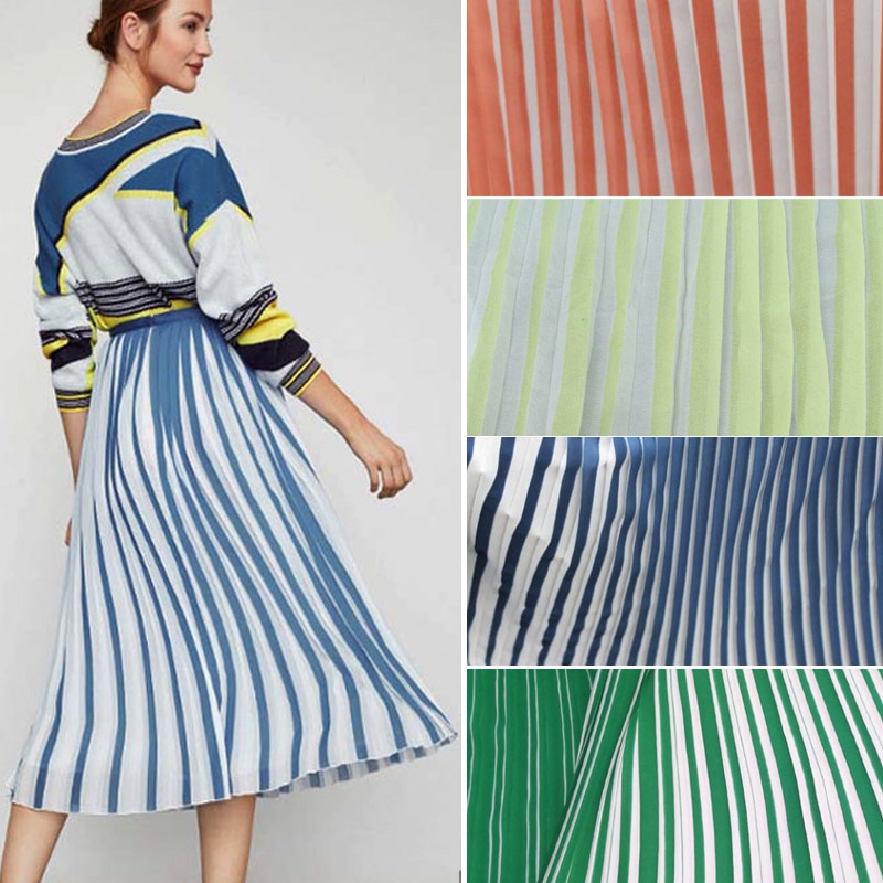 pleated Dress Fabric pleated 2 tone chiffon fabric crushed poly fabric pleated material summer for cloth