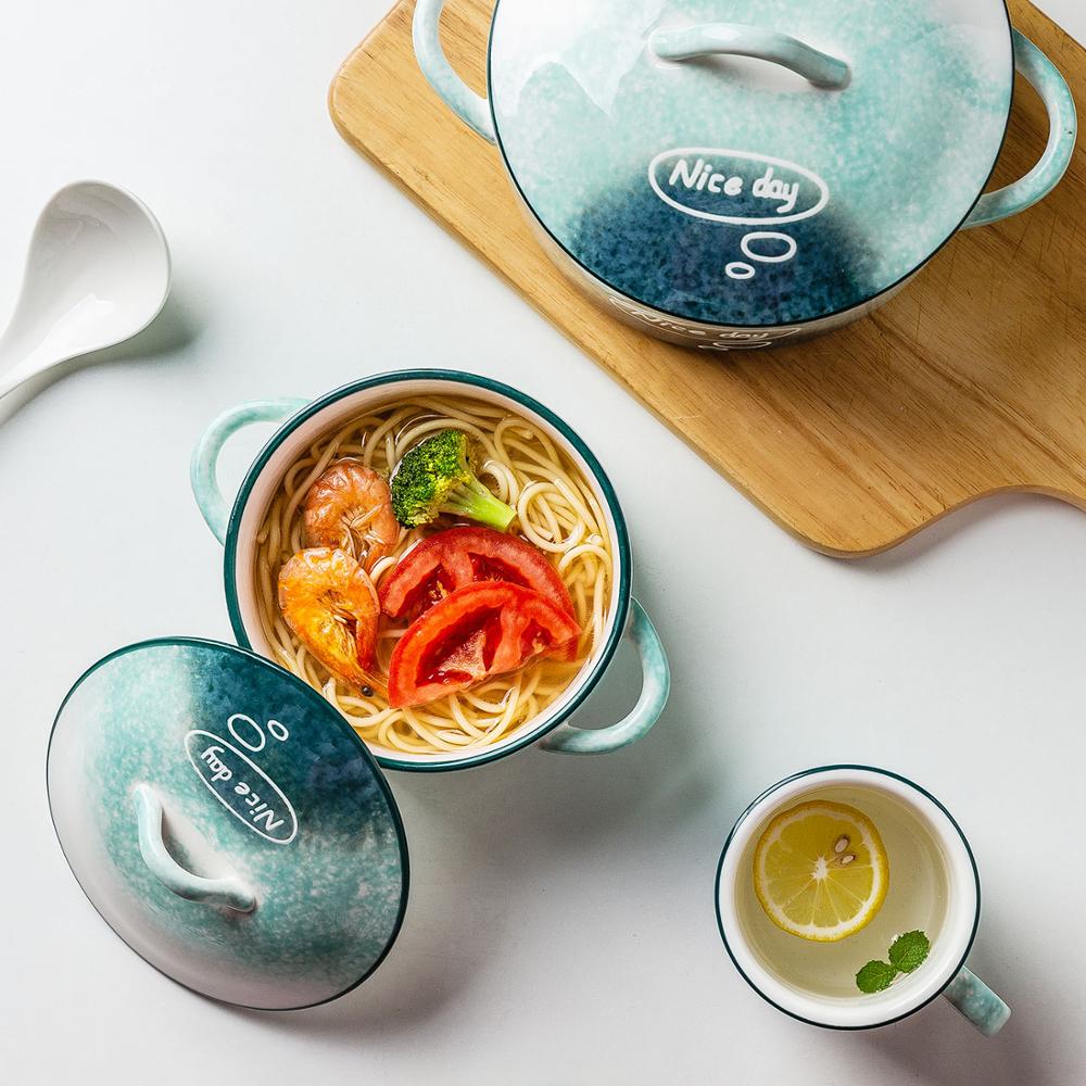 Timemore nordisk gradient porcelæn middagstallerken og fade skålsæt keramisk nudelsuppe salat biural skål oval fisketallerken