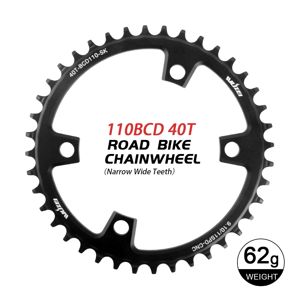 WUZEI Racefiets Kettingblad 110 BCD 36/38/40/42/44/46/48/50/52/54/56/58 T Smalle Brede Sterren Tandwiel 4 Bouten voor Shimano R7000 4700: Rood