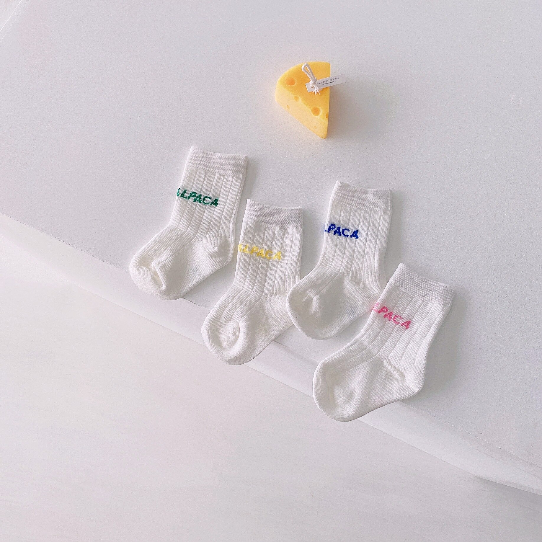 4 Pairs Children Socks Age 1-6 Year Letter Embroidery Cotton Hosiery Happy Girls Boys Kids White Socks: S 1-3T