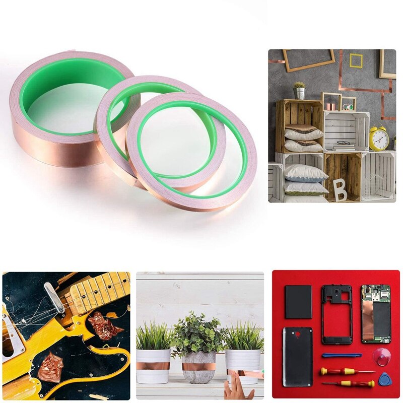 Double Sided Copper Foil Tape for EMI Shielding Conductive Adhesive for Electrical Repairs,Snail Barrier Tape Guitar
