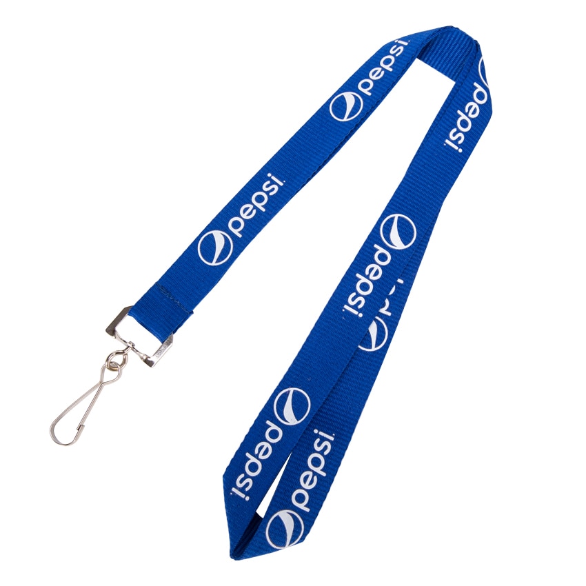 Anpassad lanyard polyester nylon skärm präglade billig halsrem med metall clip fäste