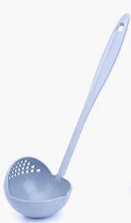 1 pezzo Lungo manico di un cucchiaio colino 2 in 1 caldo pentola pentola zuppa di grande cucchiaio da minestra cucina di cottura cucchiaio filtro gadget da cucina: blu