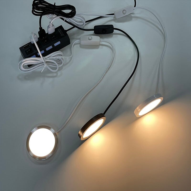 LED unter Schrank Puck Licht Vitrine Regal Theke Beleuchtung Caravan Wohnmobil Wohnmobil Innen Spot Lampe mit 5Vusb-Schalter
