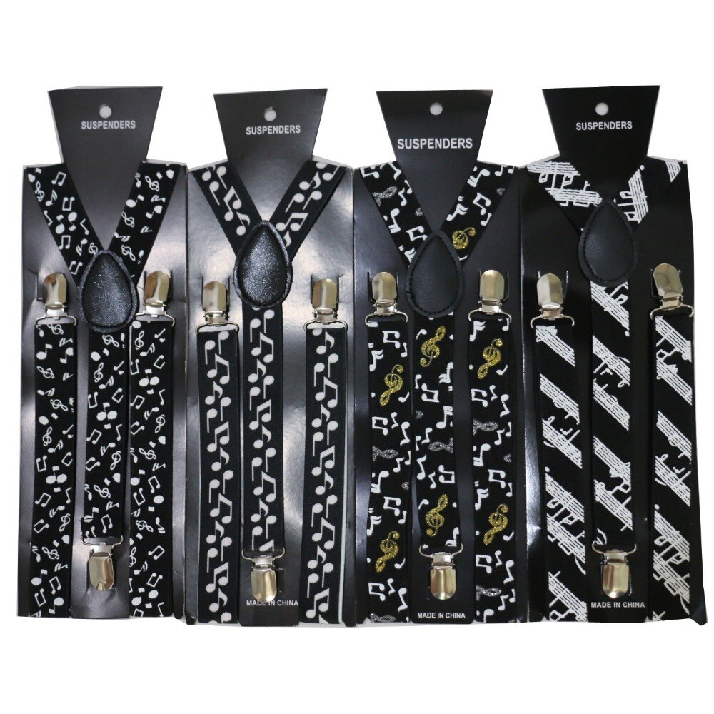 Mode 2.5 cm Breed Muzieknoot Bretels Voor Mens Womens