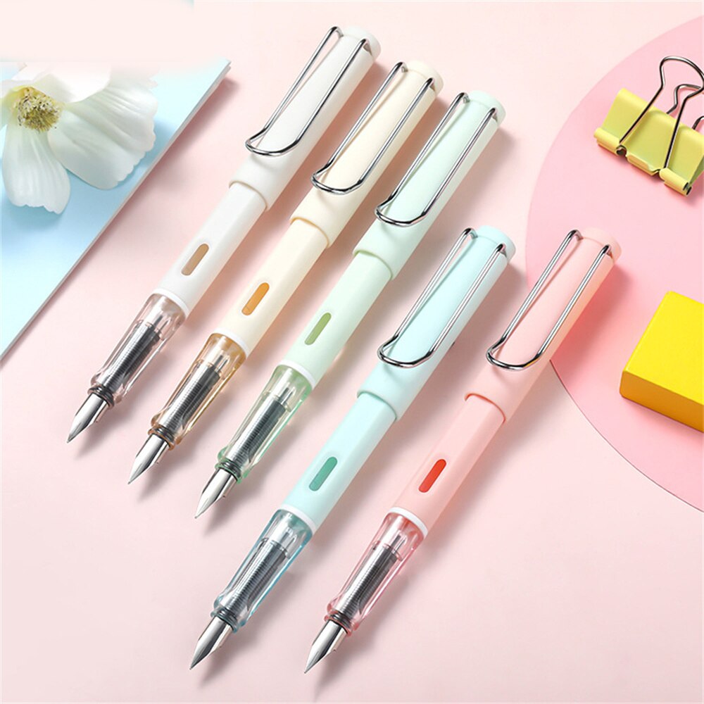 Fountain Pen with 20PCS Erasable Pen Ink Macaron Cartoon 0.5mm Gel Ink Pen for Calligraphy Writing Journal H-best