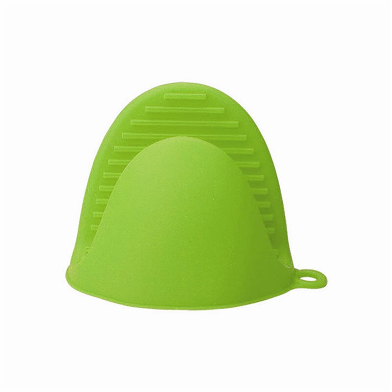 TTLIFE Silicone Kitchen Organizer Insulated Heat Pot Clips Microwave Oven Gloves Plate Clip Anti-scald Thicken Kitchen Glove: Green