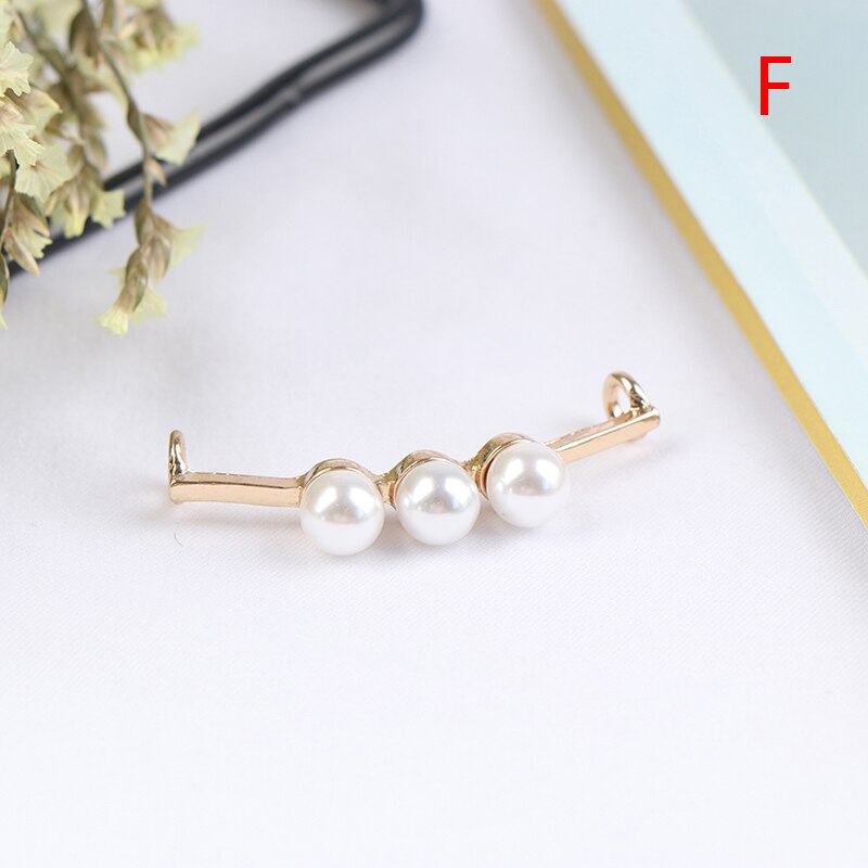 1 pièces belle belle pince brillante perles lacets décoration blanc perle chaussures accessoires femmes chaussures accessoire décoratif: F