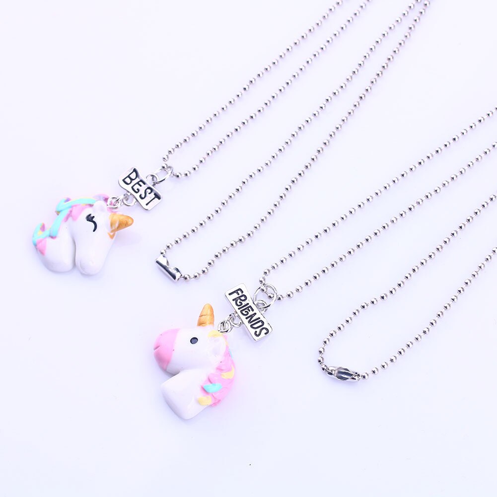 2 stks/set Hars Dier Eenhoorn Hanger BFF Ketting Choker Beste Vrienden Vriendschap Ketting voor Kinderen Jongens en Meisjes