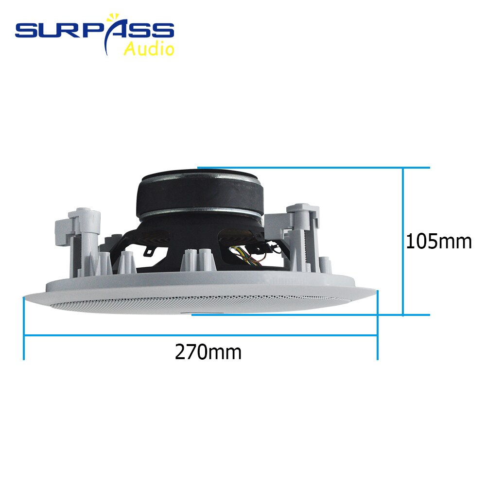 8" Passive Coxial Ceiling Speaker 40W Indoor Passive Public Address Broadcast Background Music System for Home Theater Audio