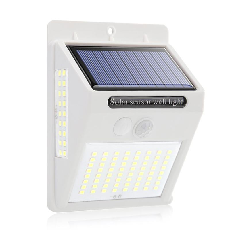 100LED Solar Wandlamp Buiten Motion Sensor IP65 Waterdichte Driezijdige Yard Straat Solar Lamp Tuin Decoratie Verlichting: White 1pc