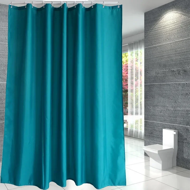 ZEXEF-cortinas de ducha de tela impermeable, cortinas de baño para baño, bañera, cortina de sombra, cubierta de baño ancha grande con ganchos: Negro