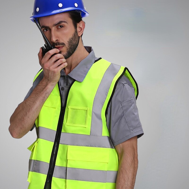High Visibility Reflective Safety Vest Security Cycling Safety Clothing Work Reflective Vest Multi Pockets Workwear Waistcoa