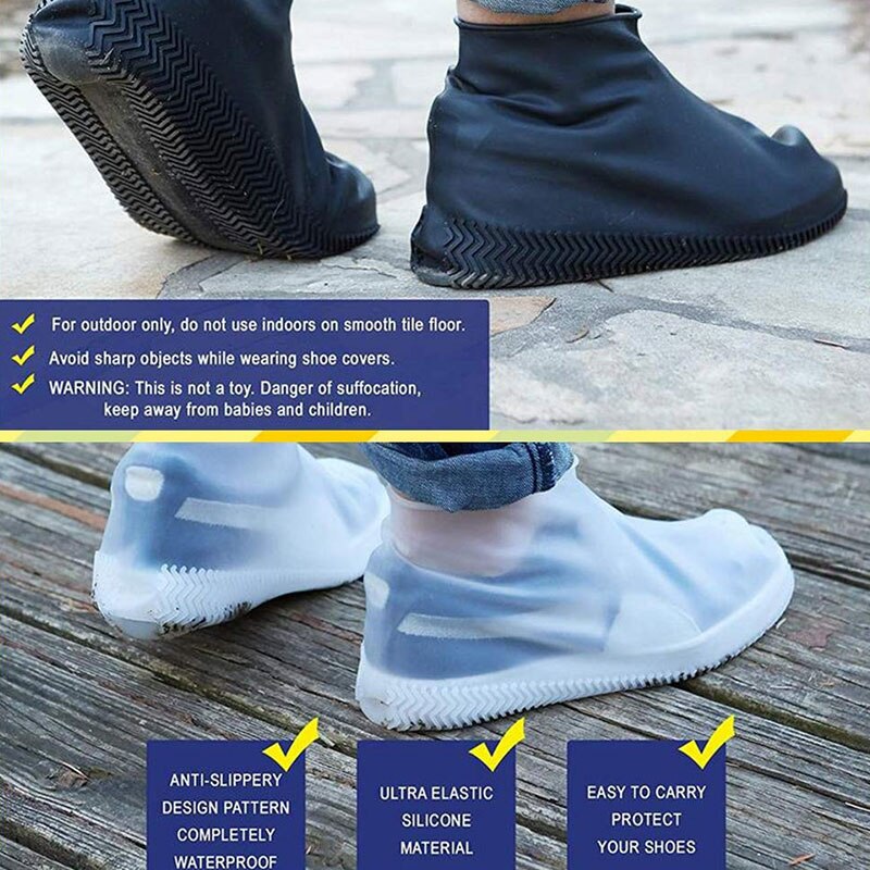 Cubiertas de silicona para zapatos, cubiertas reutilizables impermeables para zapatos, para exteriores, para lluvia, botas impermeables