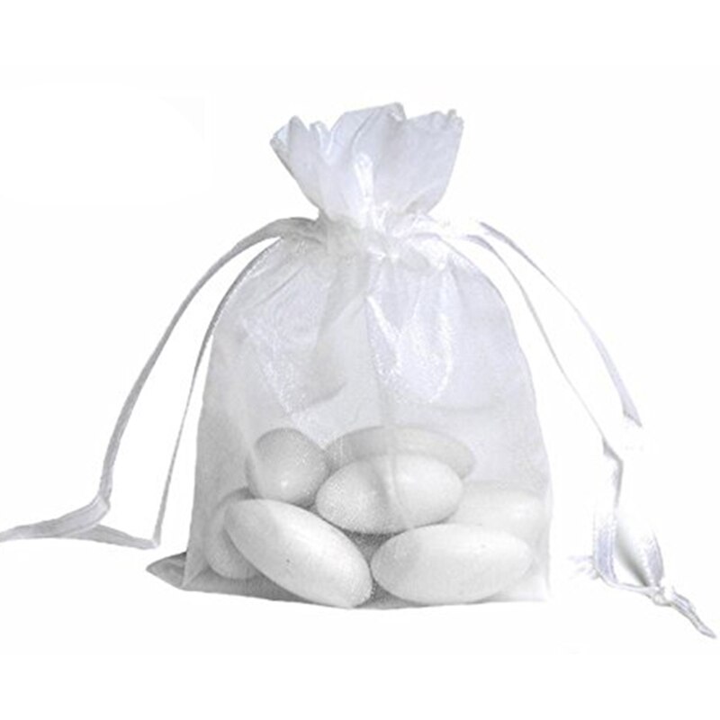 100 stks wit Sieraden Verpakking Drawable Organza Tassen Wedding Bags