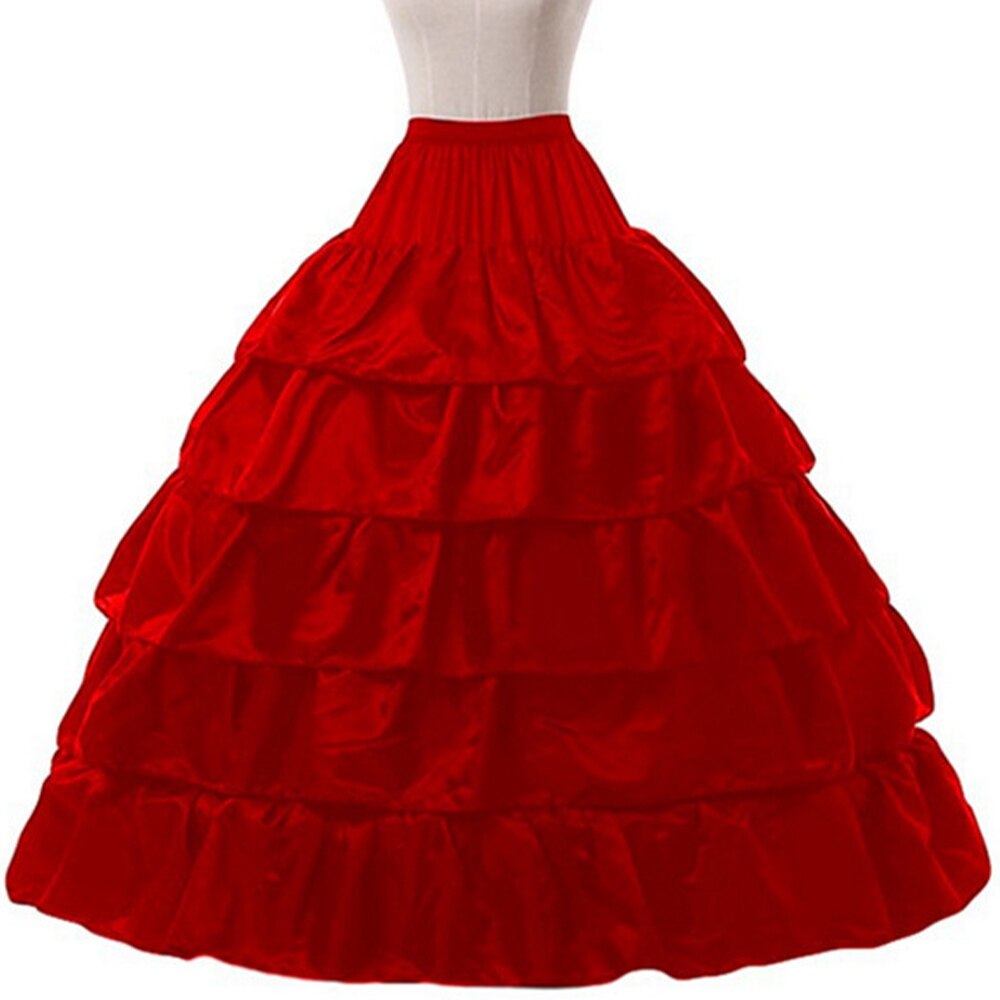 Akcesoria ślubne halka Prom długa suknia balowa krynolina podkoszulek 4 obręcze spódnica halki w magazynie biały czarny czerwony: Czerwony