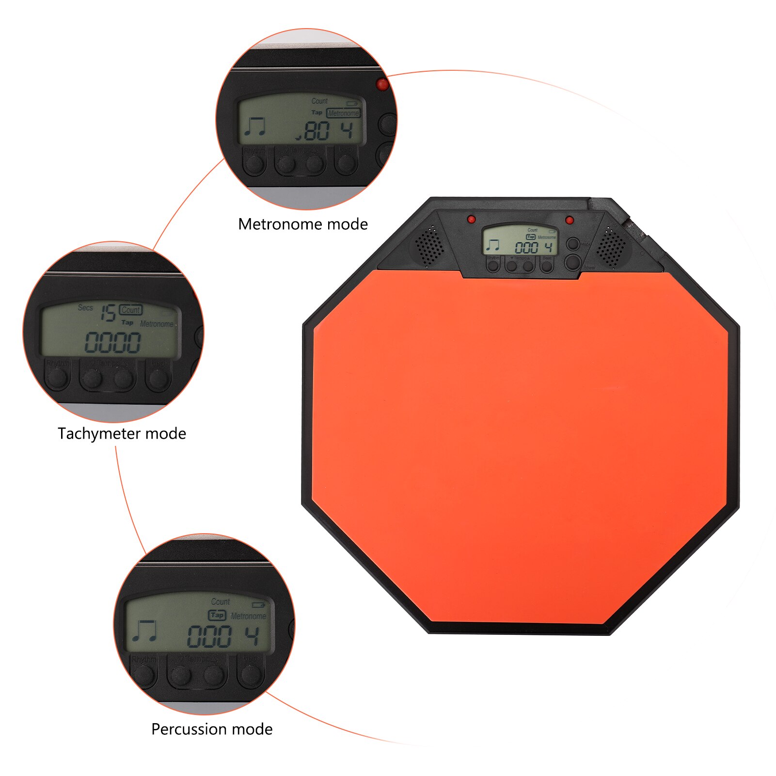12in Rubber Pad Electronic Dumb Drum Metronome Practice Dumb Drum for Jazz Drums Exercise Training Percussion Drum Pad