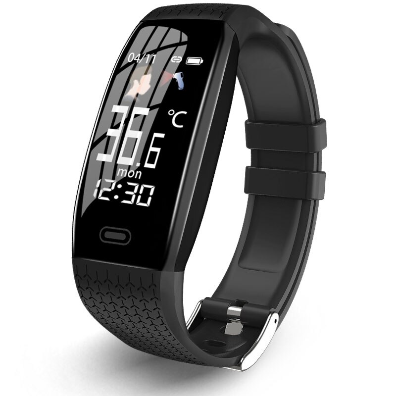 Letike T5 Smart Bracelet men watch real-time monitor temperature & heart rate best Couple Fitness Tracker pink fit women: Black