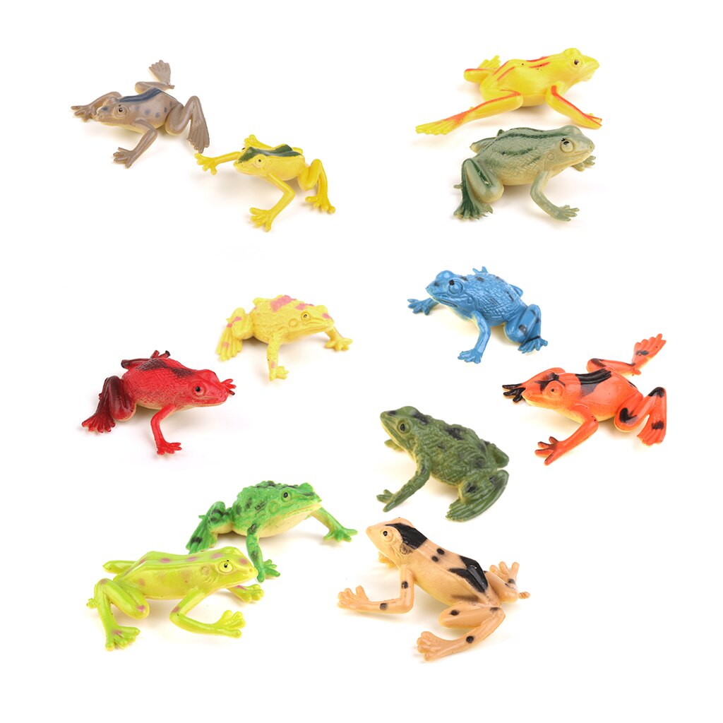 12pcs Assorted Plastic Frog Toad Amphibian Animal Figure Kids Learning Toy