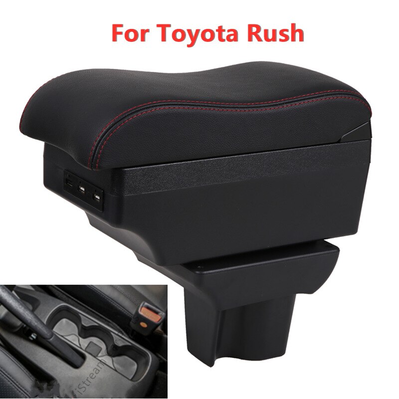 Auto Armleuning Box voor Toyota Rush - ABS Leer Opbergunit met USB & LED - Interieur Accessoire