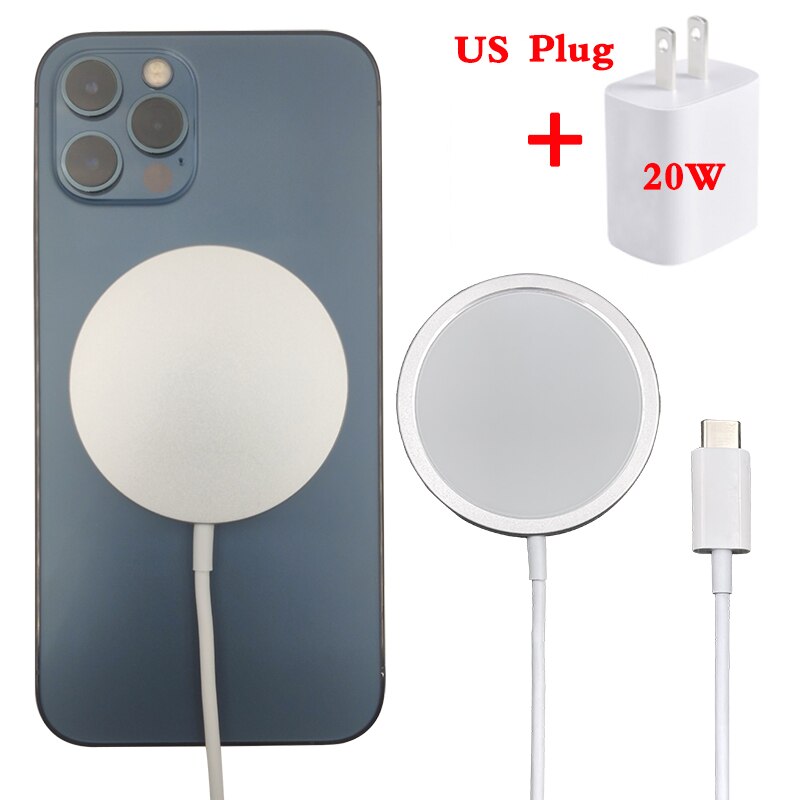15W Originele Magnetische Draadloze Oplader Voor Iphone 12 Pro Max 12pro Qi Fast Charger Voor Iphone 12 Mini Usb C Pd Adapter Magsafing: Wireles with US Plug