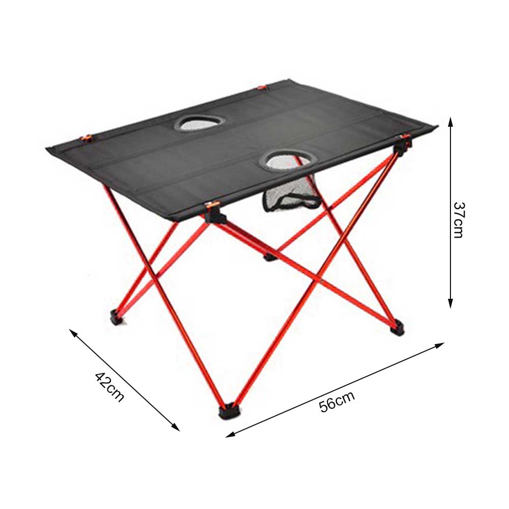 Aluminum Alloy Portable Table Outdoor Furniture Foldable Table with Cup Holder Camping Hiking Desk Outdoor BBQ Picnic Table: Red