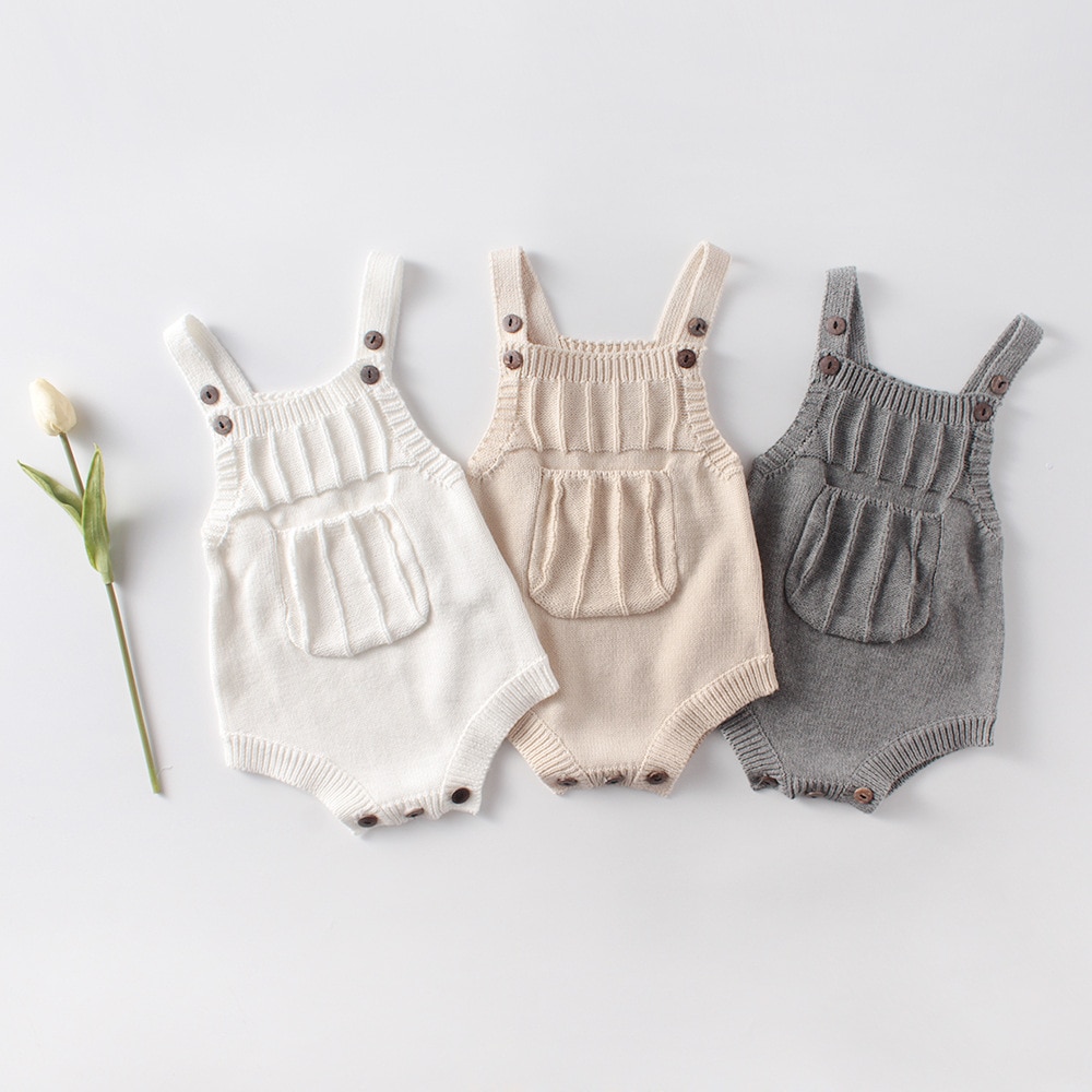 Milancel Baby Kleding Mouwloze Baby Knit Bodysuit Voorvak Baby Meisjes Jongens Een Stuk