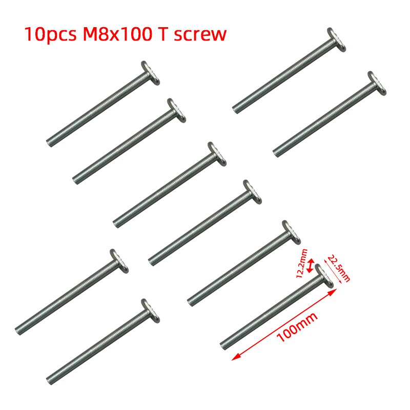 Type 19 T Track Aluminium Woodworking T-slot Slide Track Miter Aluminium Alloy T-Track for Woodworking Saw/Router Table: 10Pc T8 Screw