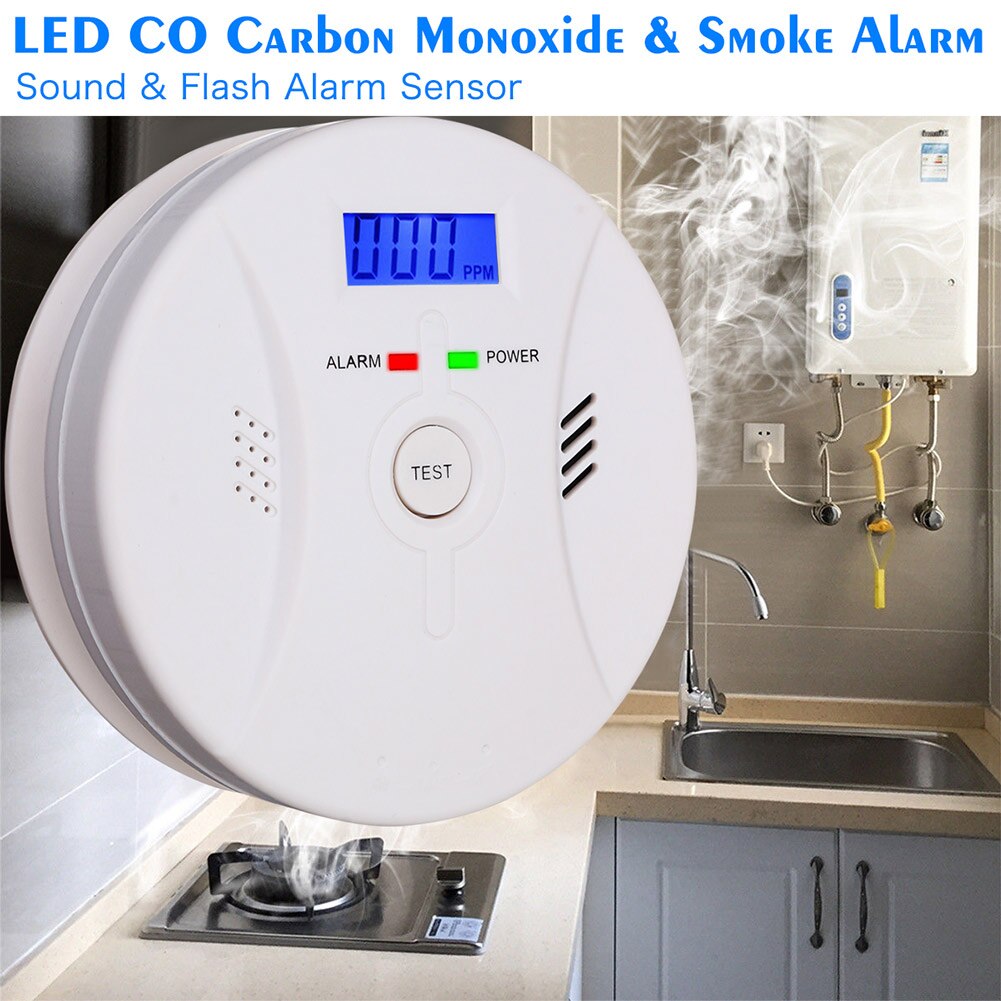 2 In 1 Combinatie Koolmonoxide + Rookmelder Batterij Bedienen Co & Roken Detector ND998