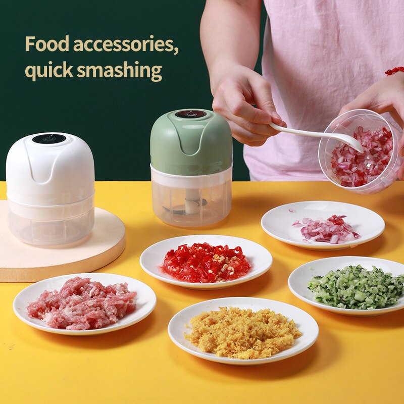 Electric Food Masher Mini Vegetable Chopper Chili Meat Ginger Masher USB Rechargeable Blender Kitchen Gadgets