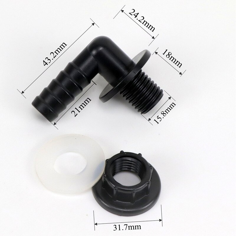 3/8" Thread to 14mm 90 Degree Elbow Drainage Connector Aquarium Fish Tank Drain Coupling Adapters Irrigation Water Pipe Joints