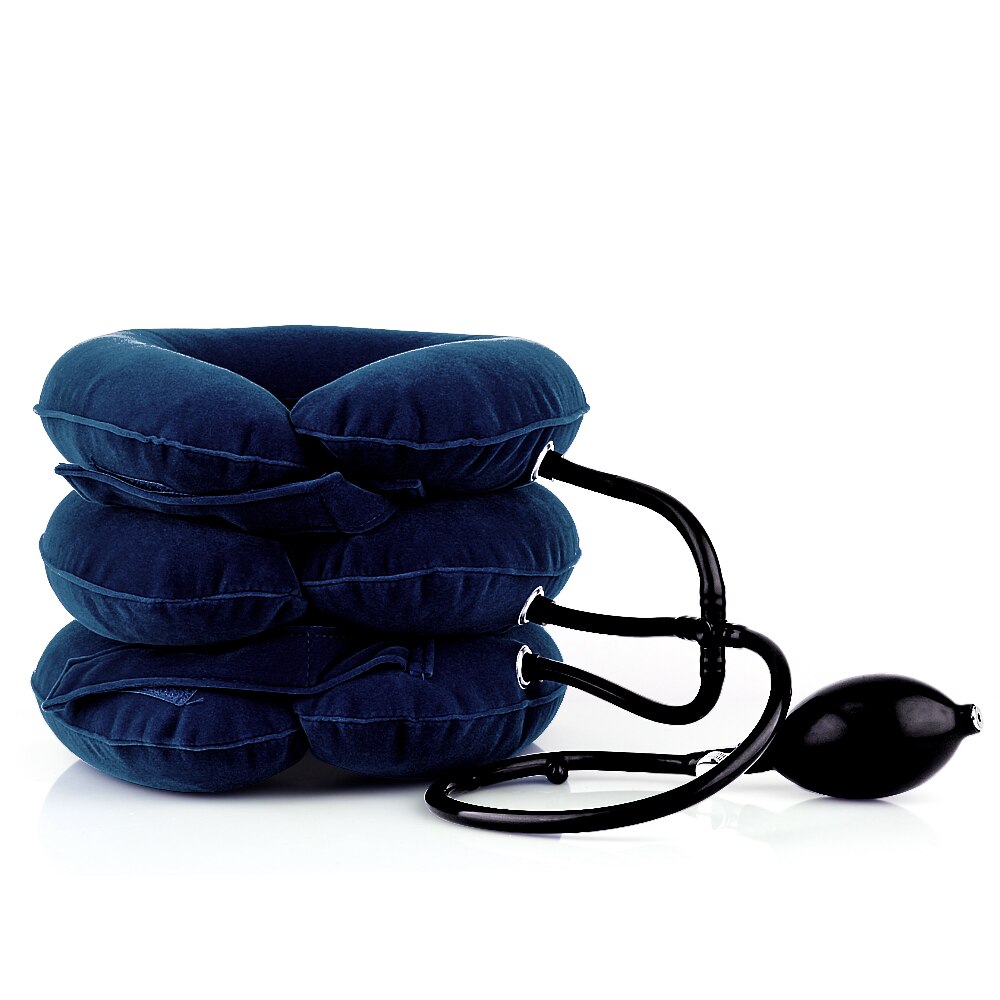 Inflatable Air Neck Traction Device Soft Neck Cervical Collar Pillow Pain Relief Tractor Neck Posture Corrector Stretching Brace: 3 Layers Blue Type B