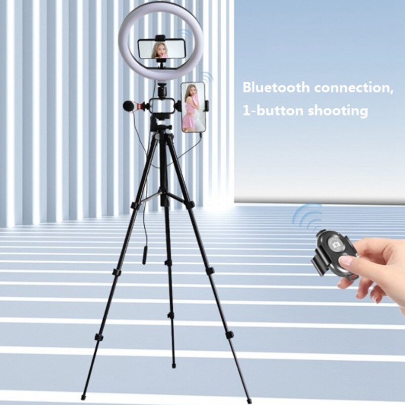 26cm Photo Ringlight Led Selfie Ring Light Phone Bluetooth Remote Lamp Photography Lighting Tripod with Microphone