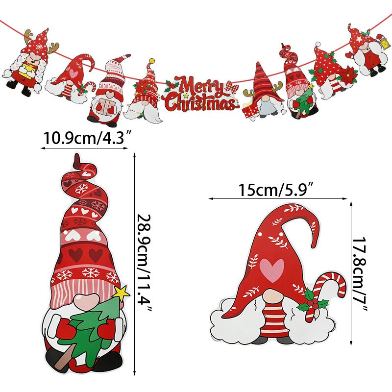 1set Christmas Banner Paper Hanging Flags Cartoon Santa Claus Snowman Deer Xmas Tree Bunting Garland Merry Christmas Decorations: B04