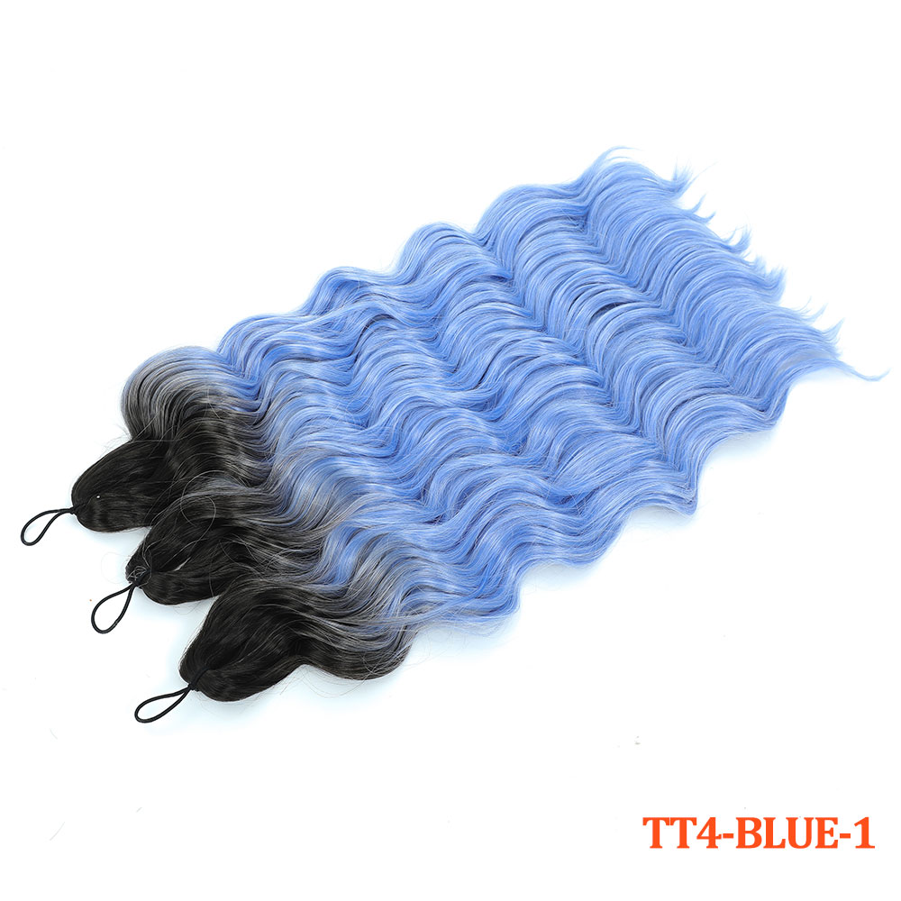 24" ANNA Water Wave Braiding Hair Extensions Synthetic Loose Deep Wave Curly Braid Hair Ombre Brown Rainbow Twist Crochet Hair