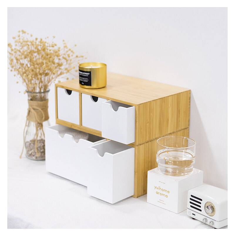 Bamboo Wood Document Tray Sundries Tray Wood Janpan Style High End Office Business Tray Office Magazine Holder with Drawer