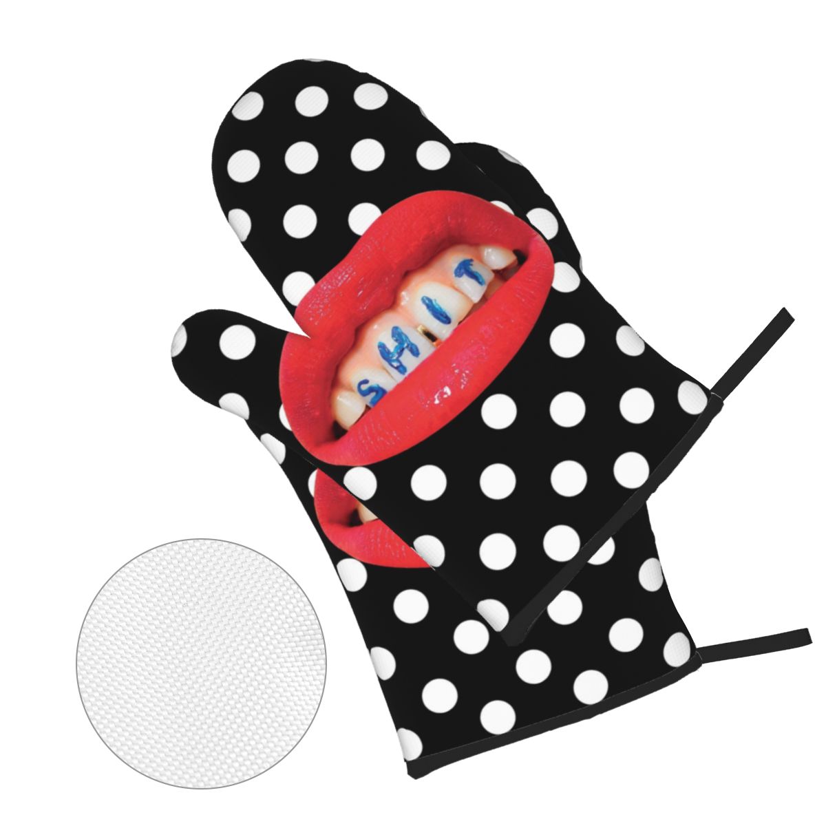 Sexy Red Lips Oven Mitts and Pot Holders Sets of 4 for Cooking Baking Heat Resistant Funny Kitchen BBQ Gloves Potholders