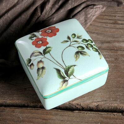 Chinese Flower and Bird Art Ceramics Soap Dispenser Jewelry Box Soap Dish Toothbrush Holder Gargle Cup Bathroom Accessories Set: Jewelry Box